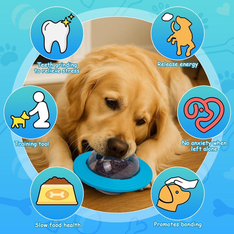 Interactive Dog Puzzle Toy, UFO-Shaped Treat Dispenser Ball, Mental Stimulation