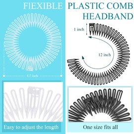 WILLBOND 14 Pcs Flexible Stretch Headbands - Circular Tooth Hair Combs, Plastic Hairbands Holders for Women and Girls, 7 Lovely Colors
