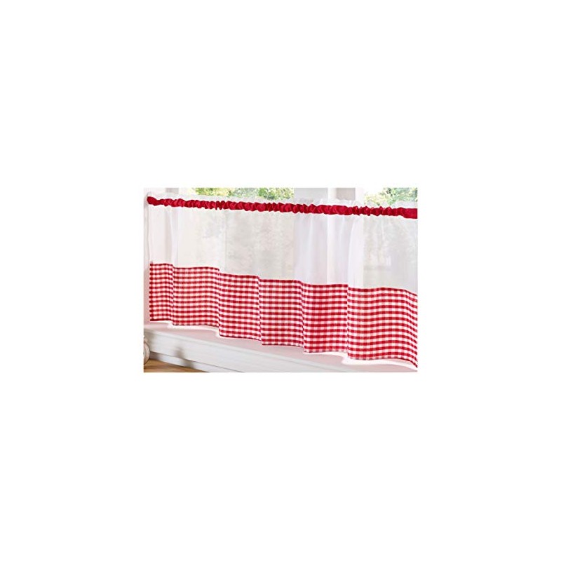 Alan Symonds Gingham Slot Top Voile Cafe Curtain Panel (59"