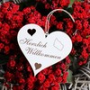 Herzlich Willkommen Sign – Island Bornholm – Decorative Heart Wooden