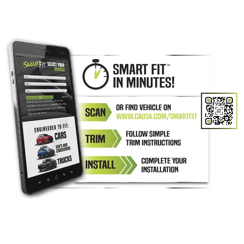 SMART FIT 79930 3-Piece Black Rubber Truck Floor Mat Set