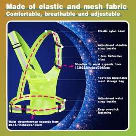 XYUXWLG Reflective Vest, Reflective Running Gears High Visibility Safety Vest Adjustable Reflective Gear with Pocket for Night Walking, Jogging, Cycling