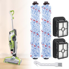 2PC Vacuum Brush Rolls 1868 Multi-Surface and 2PC 1866 Replacement Vacuum Filters, Compatible with Bissell CrossWave 2306A 1785A 3888A Vacuum Cleaner, Compare to Part 1608683, 160-8683, 1608684