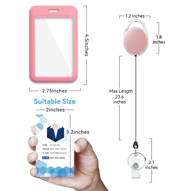 1 Pack Heavy Duty Retractable Badge Reel with Double-Sided Windows