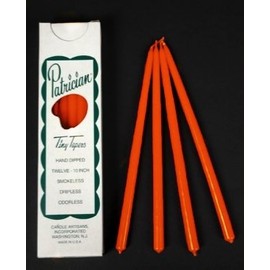 D'light Online Patrician 10 Inch Hand Dipped Skinny Taper Candles (Set of 12, Orange)