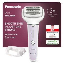 Panasonic ES-EY30 Wet/Dry Epilator Women Dual Disc with 60 Tweezers 90° Swivel Head 3 Speeds & LED Light 30min Operation Cordless Hair Remover