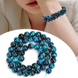 Tiger Eye Beads, High Gloss, Wear-Resistant, Durable Tiger Eye Round Beads, Simple and Elegant Natural Tiger Eye Beads for Parties (8mm, 48pcs/string)