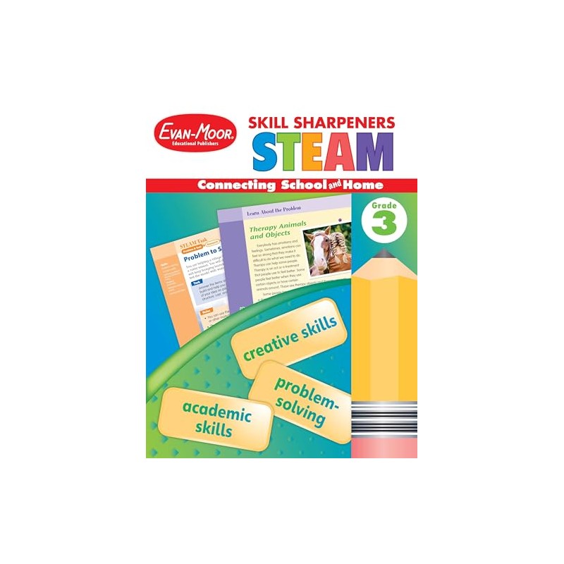 Evan-Moor Skill Sharpeners STEAM Workbook, Grade 3, Science, Technology, Engineering,