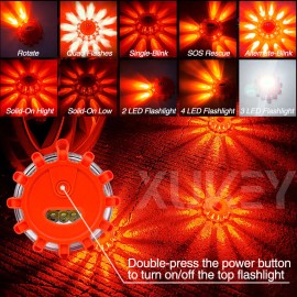 XUKEY Amber LED Strobe Beacon Light Rooftop Car Emergency Warning Roadside Flare 3PCS~