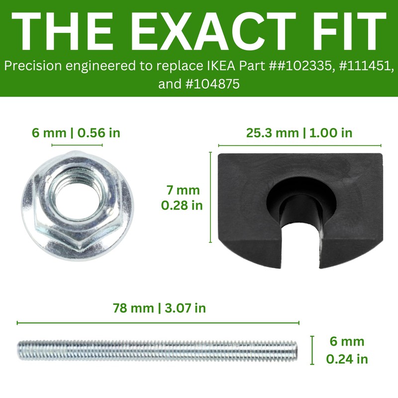Spare Hardware Parts HEMNES Bed Frame Crescent Nut, Threaded Pin