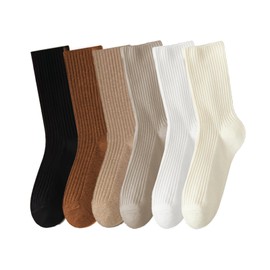 Yamobi 6 Pairs of Women's Crew Socks, Cotton Long Socks without Elastic Band, Breathable Women's Socks, Colourful Socks for Leisure, Sports, Women's Long Socks, multicoloured