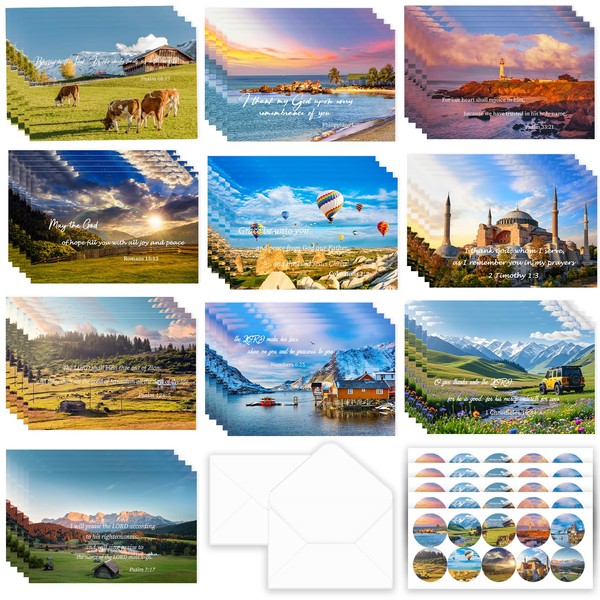 Eosphor 150 Pcs Religious Thinking of You Cards with envelopes
