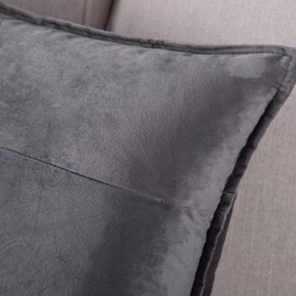 MADIZZ Set of 2 Super Soft Velvet Decorative Throw Pillow Covers 22x22 inch Grey Square with Fringe Luxury Style Cushion Case Pillow Shell for Sofa Bedroom