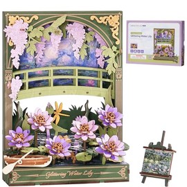 ROBOTIME Wooden Flower Building Sets for Adult with Lights, Wall Art Crafts, Painting Frame Room Decor, Valentine's Day/Anniversary/Birthday Gifts for Women