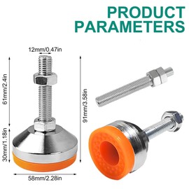 QZQUFJ Heavy Duty Leveling Feet with Anti-Skid Pads and Adjustable Height - Perfect for Furniture, Workbenches, and Machines