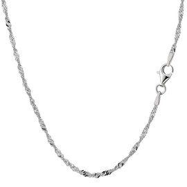 Jewelry Affairs Sterling Silver Rhodium Plated Singapore Chain Necklace, 2.0mm, 20"