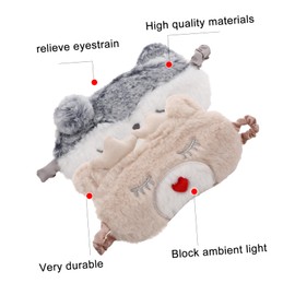 Baluue 2sets Plush Dog Deer Sleep Mask Silk Eye Cover for Women Girls Comfortable Blindfold 2pcs*2