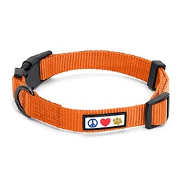 Pawtitas Collar para Perros Ideal para el adiestramiento de tu Mascota, Collar para Perro Comodo y Duradero con Anillo de Metal para Etiqueta de Nombre Talla Extra Pequeño - Color Naranja