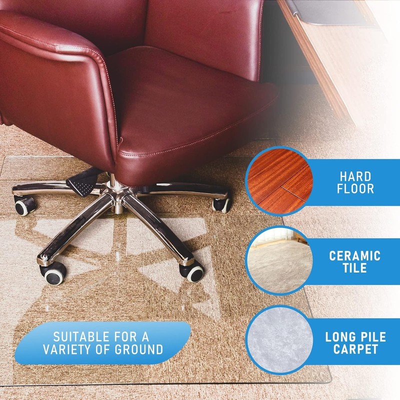GLSLAND 36" x 46" Tempered Glass Chair Mat Heavy-Duty Floor
