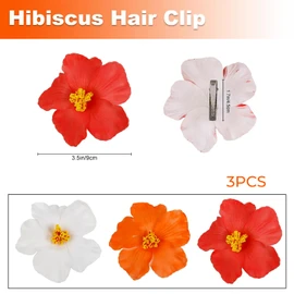 Nayyana 3 Pieces Hawaiian Flower Hair Clips for Women, Plumeria Hibiscus Hair Clip, Hair Clips, Hawaiian Flower Hair Clips, Artificial Flower Clips for Holiday, Beach Party