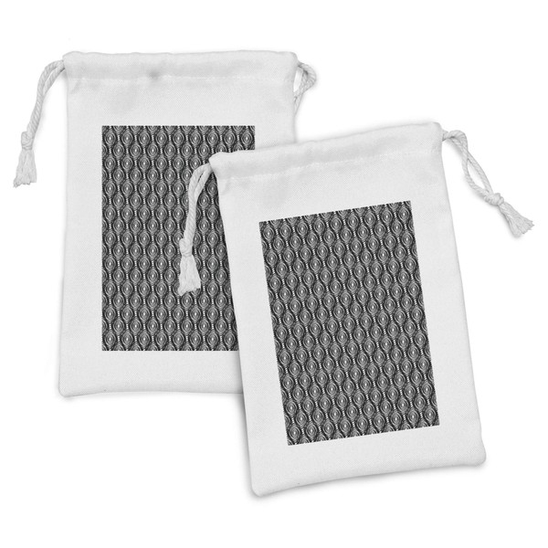 Ambesonne Starry Night Fabric Pouch Set of 2, Monochrome Round