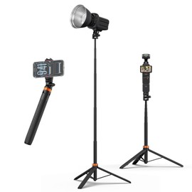 VRIG 63" Extendable Camera Phone Tripod for DJI OSMO Pocket4/3, Portable Adjustable Photography Light Stand with 1/4" Screw,for Lighting Stand Speedlight, Flash,Strobe Light, Camera,Smartphone