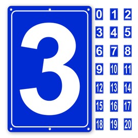 Numbered Sign 3, Aluminum Number Signs for Tennis Court, 12x8 inches Signage for Parking Lots and Public Spaces, Weatherproof and Easy to Install Metal Signs