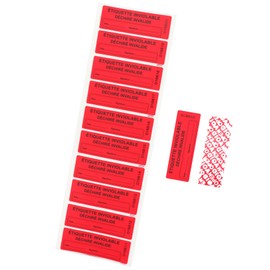 RLSYM 100Pcs Tamper Evident Security Labels 1x3 inch French Red Complete Transfer Tamper Proof Stickers Safety Torn up Invalid Seals Tape (Red)