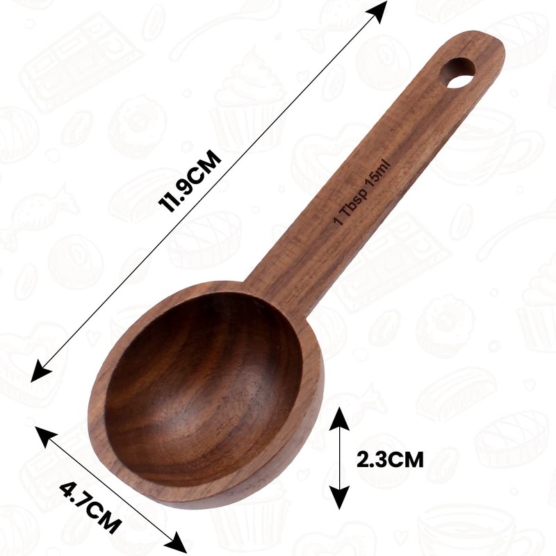 Wooden Coffee Spoon in Walnut, Measuring for Coffee Beans, Ground