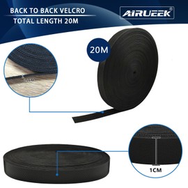 Velcro Cable Ties Black Resealable 20 m x 1 cm Velcro Cable Tie Free Cutting Length Velcro Tape for Cable Organising, Hoses, Cords