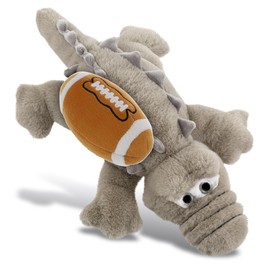 DolliBu Grey Alligator Stuffed Animal with Football Plush - Soft Huggable Alligator Plush Toy, Cute Wild Life Gift, Plush Doll Animal Toy for Kids and Adults with Name Personalization - 14 Inches