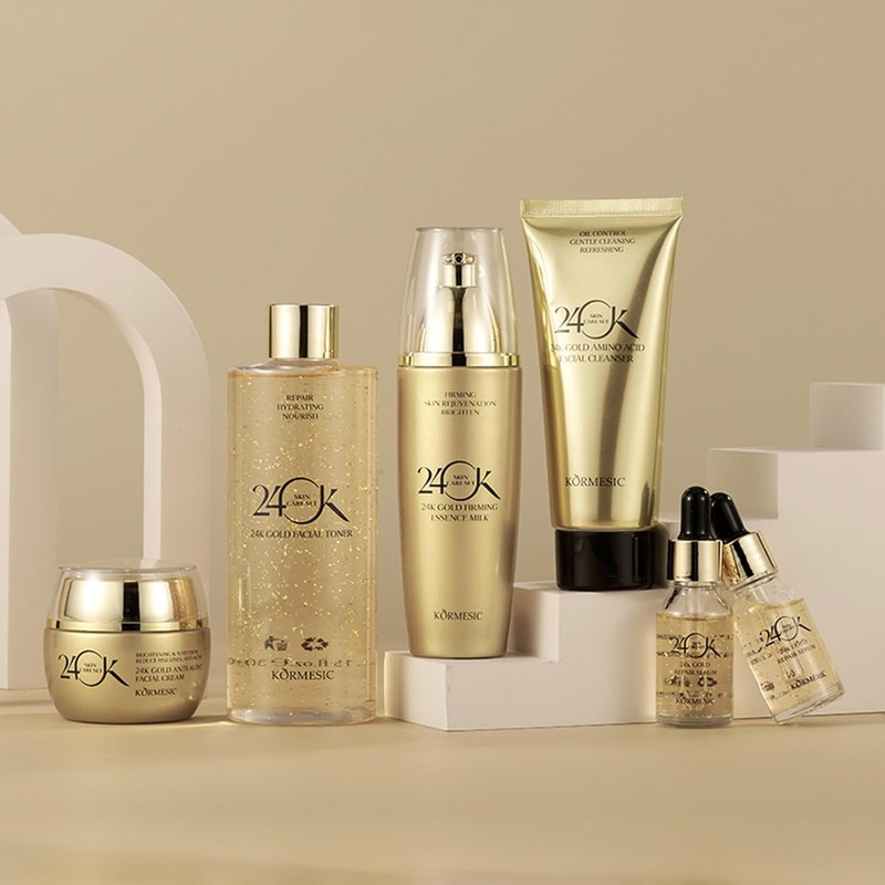 Kit Cuidado Facial 24k Pure Gold, 6 Piezas Colgeno Oro