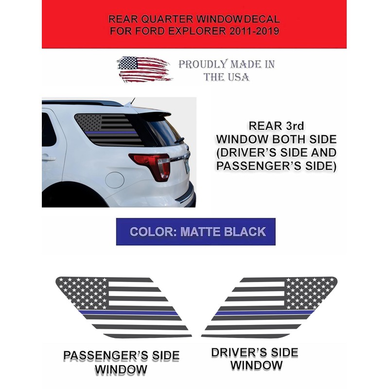 Compatible with Ford Explorer 2011-2019 | Precut American Flag Window