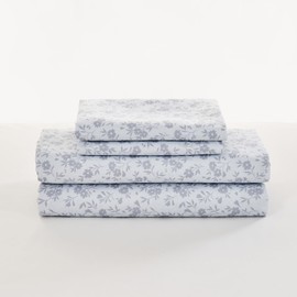 Gogreen 4PC Deep Pocket Queen Sheet Set Fit 16", Breathable Microfiber Soft Queen Size Sheet Set, Hotel Style Bed Sheet Set, Gift for Women, Men - Gray Flower