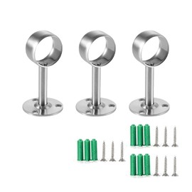 3PCS Curtain Rod Ceiling-Mount Bracket, Stainless Steel Wardrobe Tube Support Bracket Clothes Hanging Rod Holder with Screws for Ceiling Wardrobe Bracket Shower(63-16mm)