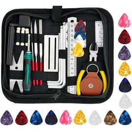50Pcs Guitar Maintenance Tool Kit with Carry Bag,Guitar Repairing Tool Kit with Guitar Picks for Guitar Ukulele Bass Banjo Mandolin,Guitar Care Accessories Gifts for Music String Instrument Enthusiast