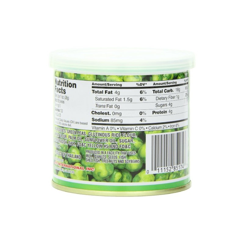 Hapi Hot Wasabi Peas, 4.9-Ounce Tins (Pack of 8)