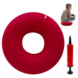 Griwuut Inflatable Donut Cushion 40cm with Hand Pump, Soft Ring Seat Pad for Pressure Relief While Sitting or Lying, Travel Air Pillow for Chair, Car, Home or Neck Support (Red)