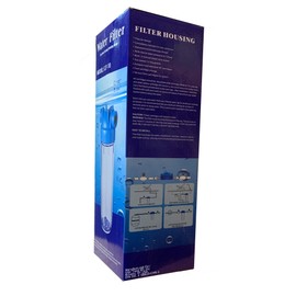 European Design Transparent Standard 10 inch Water Filter Housing, Presser Relief Button, 3/4” Inlet/Outlet Brass Port, Mounting Hardware Included, Accepts Standard 10”x 2.5” Cartridges (2)