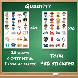 Joyful Artistry 480PCS Community Helpers Stickers – Preschool Classroom Decorations, Community Helpers Toys for Kids, Bulletin Board, Flash Cards and Poster, Classroom Must-Have