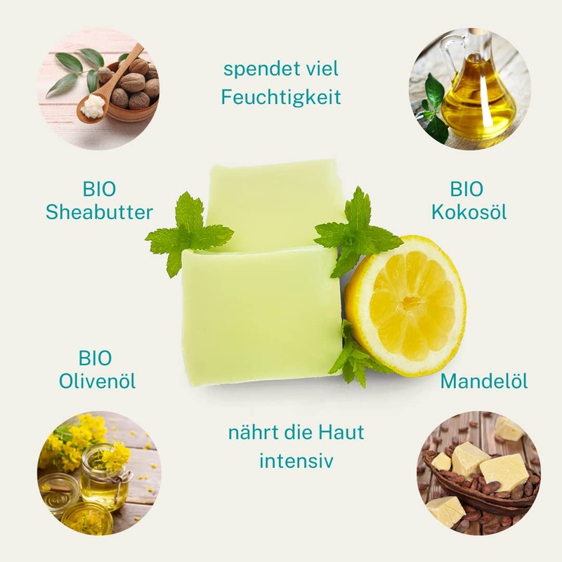 Mint Lemon Soap, Shower Soap, Vegan, No Palm Oil, Handmade