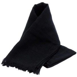 WKG Cotton Scarf, Made in Senshu, Made in Japan, Approx. 11.4 x 51.2 inches (29 x 130 cm), Stall, Towel Scarf, Black