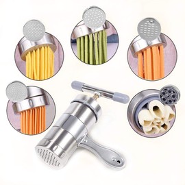 XIAN Manual Pasta Maker, Stainless Steel Pasta Maker Juice Squeezing Machine,for Make Different Thickness and Shape Noodles and Fettuccine , with 5 Noodle Mould