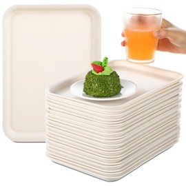 Sintuff 20 Pcs Plastic Art Trays Colorful Fast Food Lunch Trays Bulk Activity Crafts Sensory Serving Organizer for Home, School, Kids, DIY Projects, Painting, Beads(White,10 x 7 Inch)