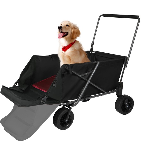 REDCAMP Folding Utility Heavy Duty Wagons Carts with Extendable Rear