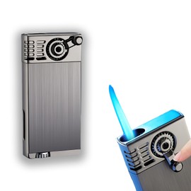 ZIPBICUK Jet Flame Torch Lighter,Retro Rocker Arm Lighter,Windproof Metal Lighter,Adjustable Refillable Butane Lighter, Cool Pocket Creative Lighter,Unique Lighters Gift for Men (Without Gas) (01#)