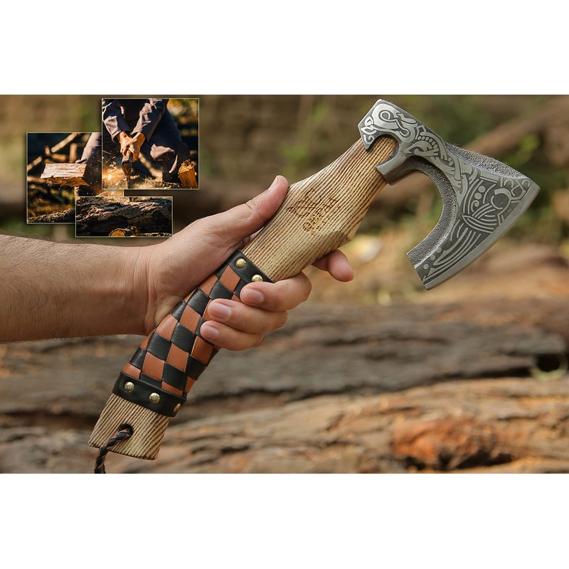QEPAA CRAFTS 13” Inch Valhalla Axe – Carbon Steel Viking