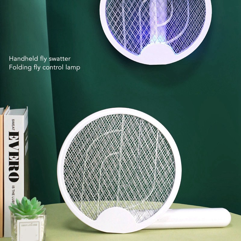 2 in 1 Electric Fly Swatter Rotatable Fly Killer Light