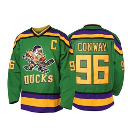 Men's Mighty Ducks Jerseys 96 Charlie Conway Adam Banks Greg Goldberg Movie Hockey Jersey (#96 Green, X-Large)