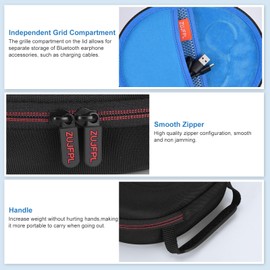 ZUJFPL EVA Hard Case for JBL Live 770NC/670NC/660NC/650BT/460NC/400BT/500BT and JBL Tune 770NC/710BT/720BT/700BT/750BT/520BT/510BT/760NC/660NC/500/E45BT Wireless Headphone(Black Case+Inside Blue)